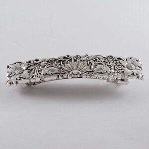 Hair Barrette Silver Tone Metal Sunflower Vines Top Hair Accessory 3/4"x 3 1/4"